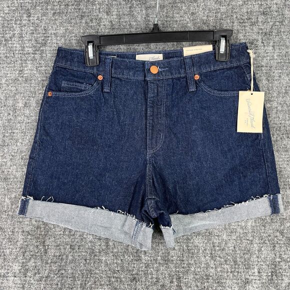 Universal Thread Cut Off Shorts Women's 6 Dark Blue Midi Cotton Pockets Stretch‎ - Picture 1 of 13